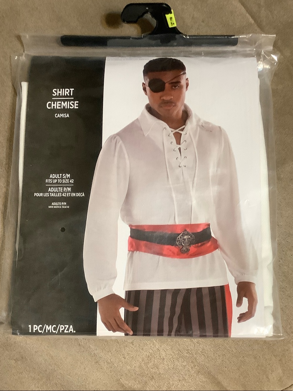 Amscan Halloween White Lace-Up Pirate Shirt with Red Sash Size S/M